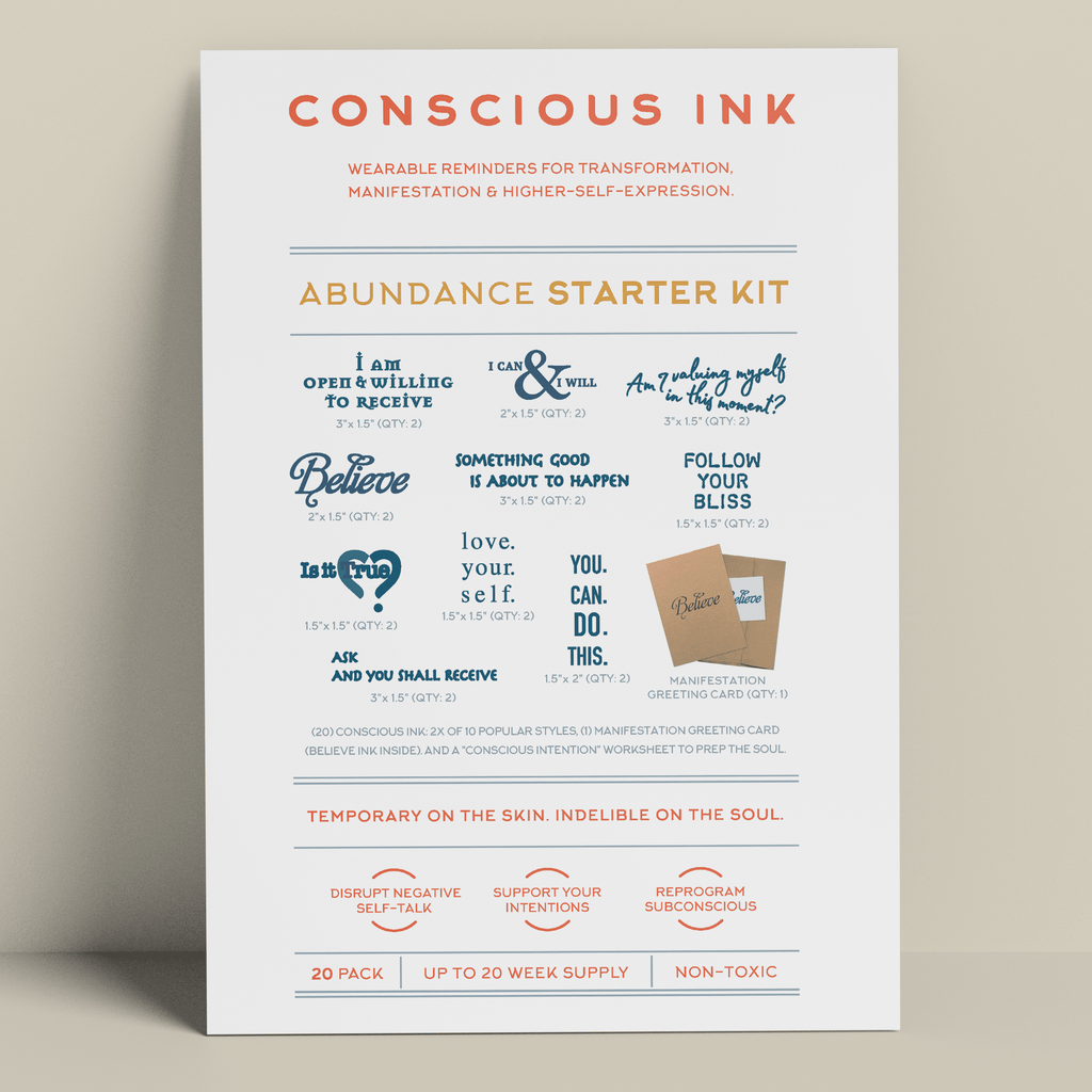 Abundance Starter Kit (Save 38%) Temporary Tattoos Pack Conscious Ink 