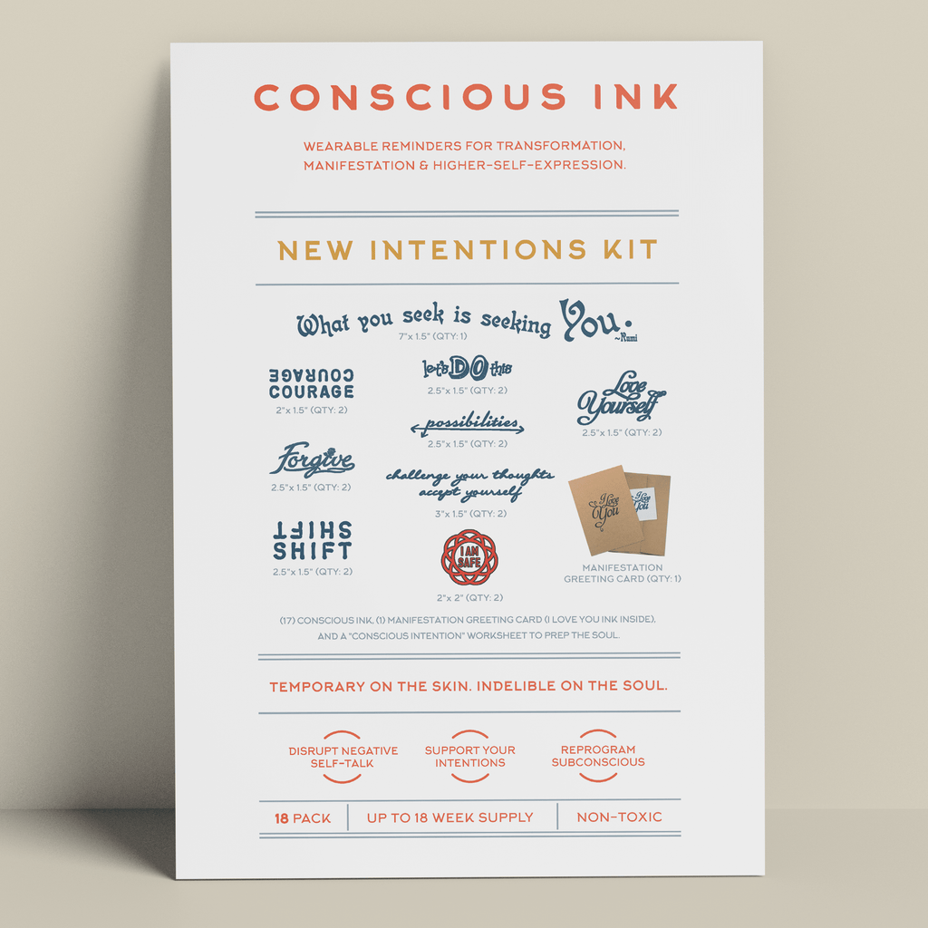 New Intentions Manifestation Kit (Save 15%) Temporary Tattoos Pack Conscious Ink 