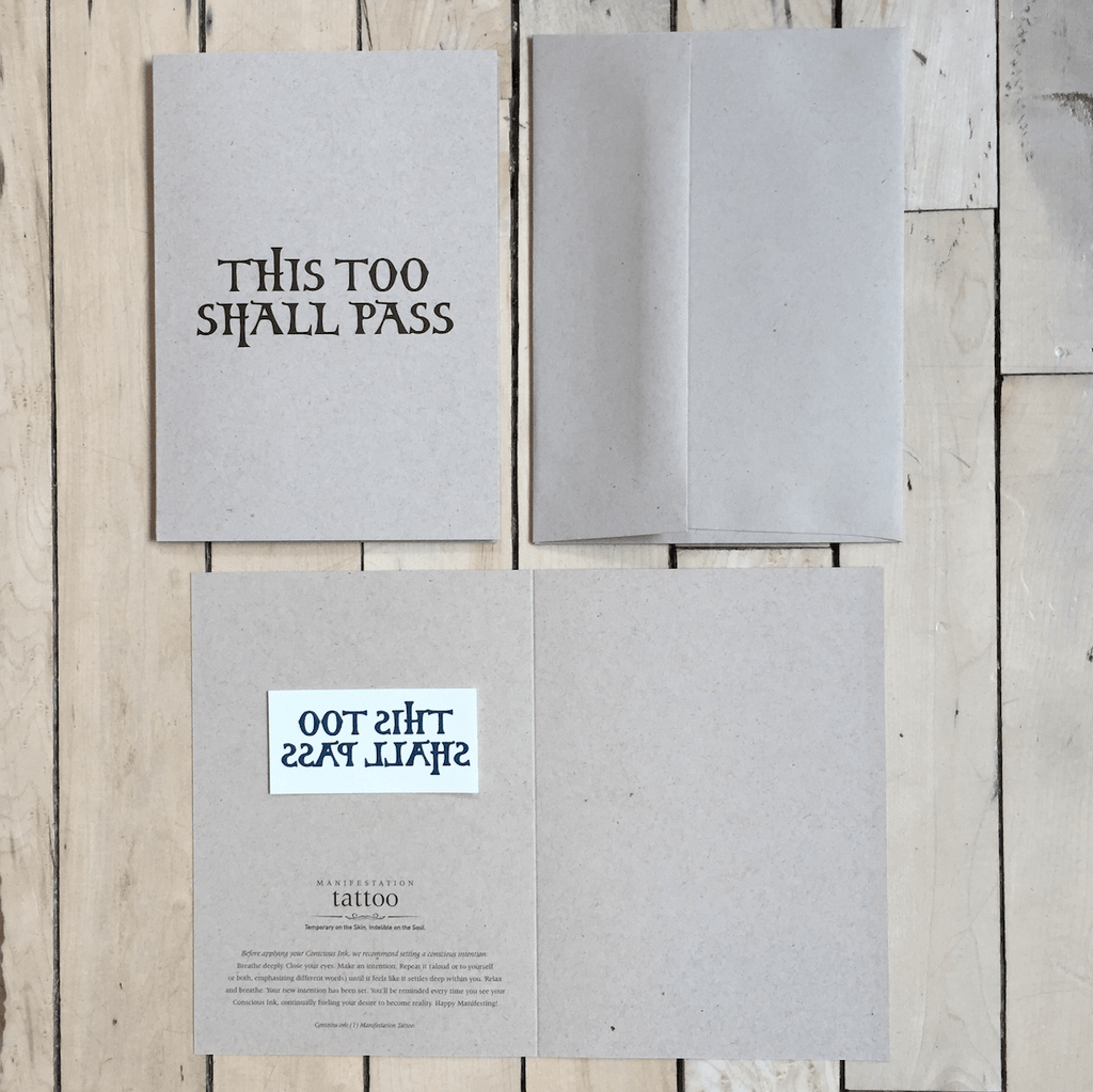 This Too Shall Pass Manifestation Tattoo Greeting Card Temporary Tattoos Greeting Card Conscious Ink