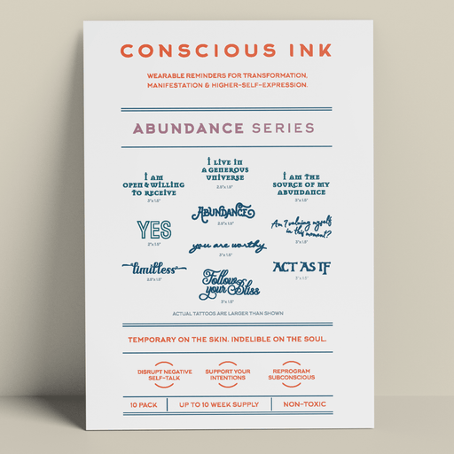 Abundance Variety 10-Pack Temporary Tattoos Pack Conscious Ink 