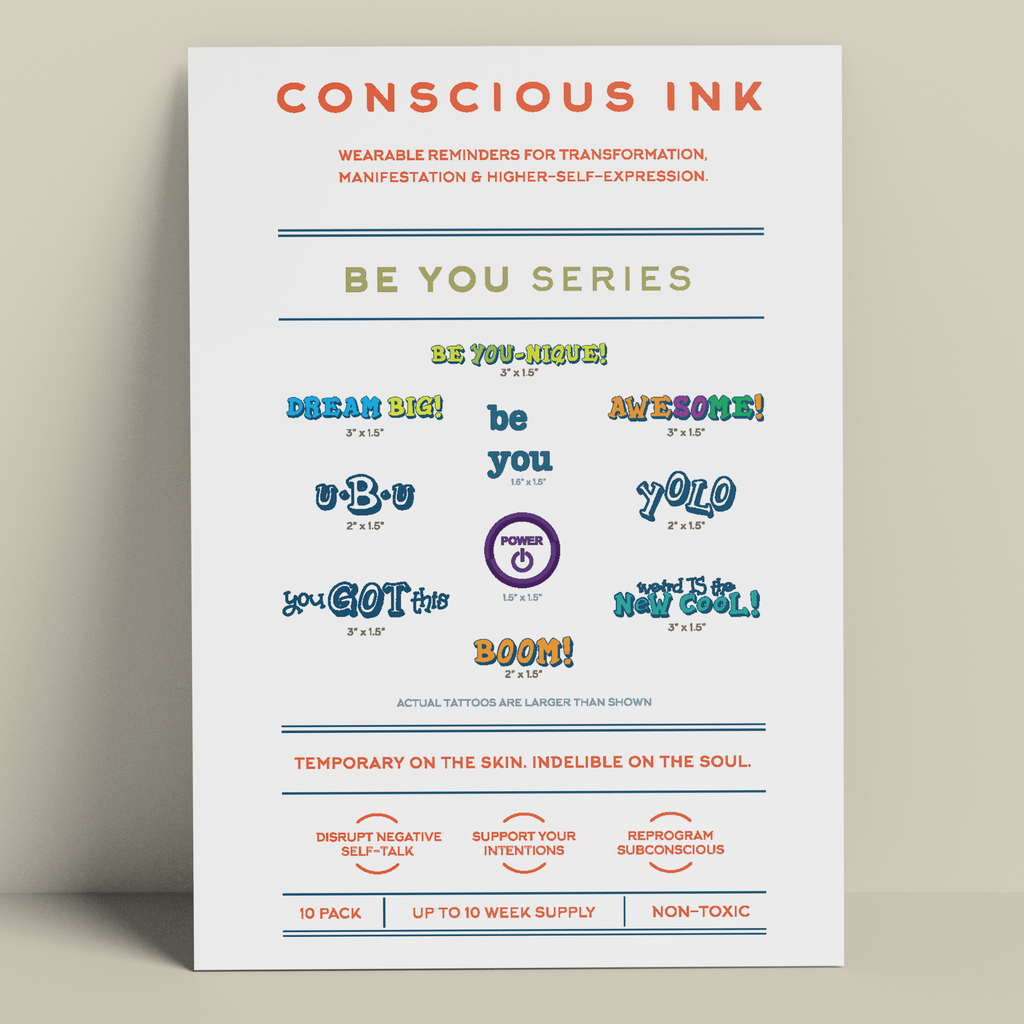 Be You Variety 10-Pack Temporary Tattoos Pack Conscious Ink 