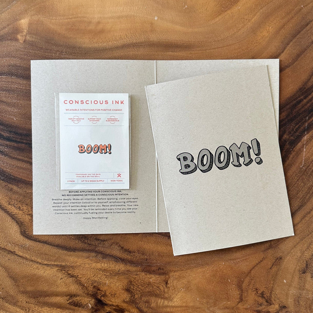 Boom Greeting Card + Ink Temporary Tattoos Greeting Card Conscious Ink 