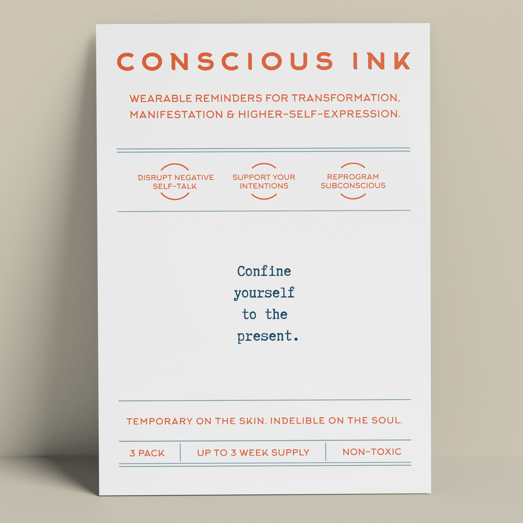 Confine yourself to the present - Marcus Aurelius Temporary Tattoos Conscious Ink 