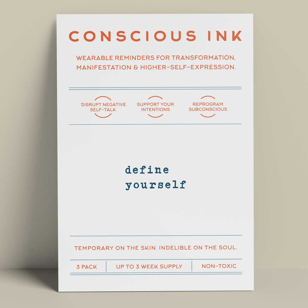 define yourself Manifestation Tattoo Temporary Tattoos Conscious Ink 