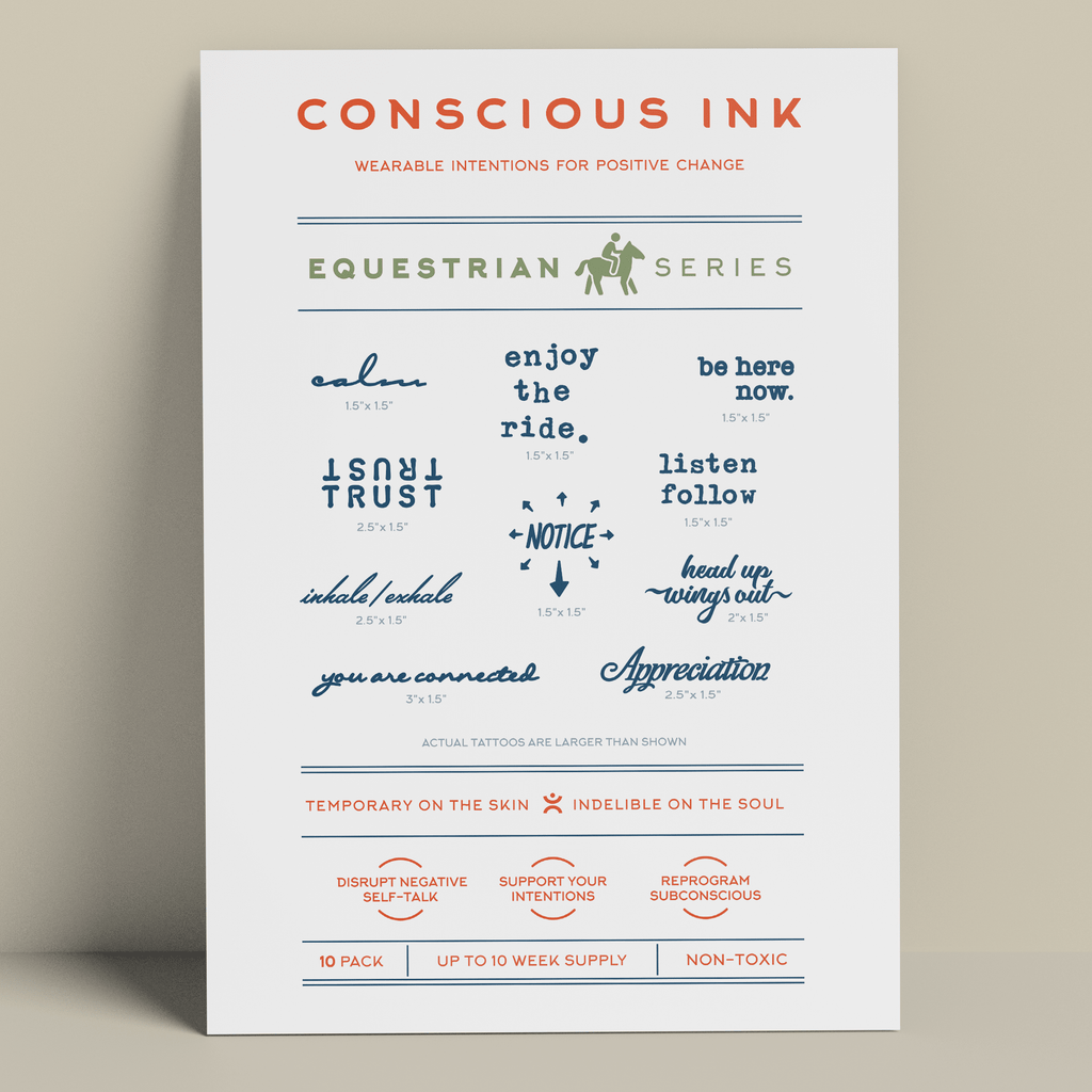 Equestrian Athletic Performance 10-Pack Temporary Tattoos Pack Conscious Ink 