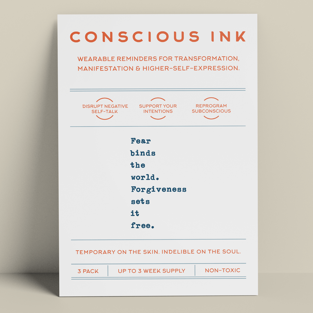 Fear Binds The World. Forgiveness... (ACIM) Temporary Tattoos Conscious Ink 