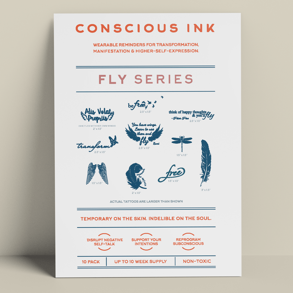 Fly Variety 10-Pack Temporary Tattoos Pack Conscious Ink 