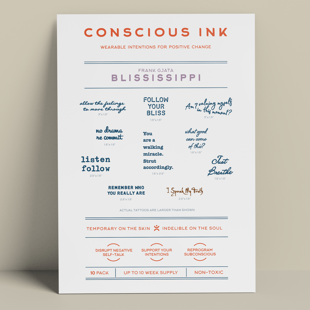 Frank Gjata "Blississippi" Manifestation Kit! Temporary Tattoos Pack Conscious Ink 