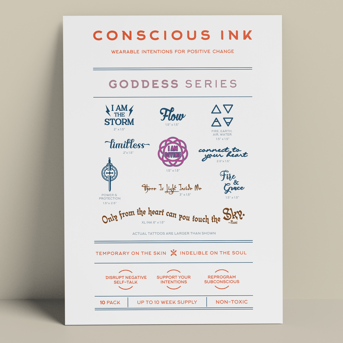 Goddess variety pack temporary tattoos