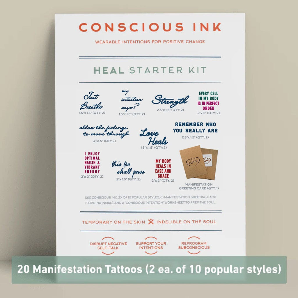 Heal Starter Kit (Save 38%) Temporary Tattoos Pack Conscious Ink 