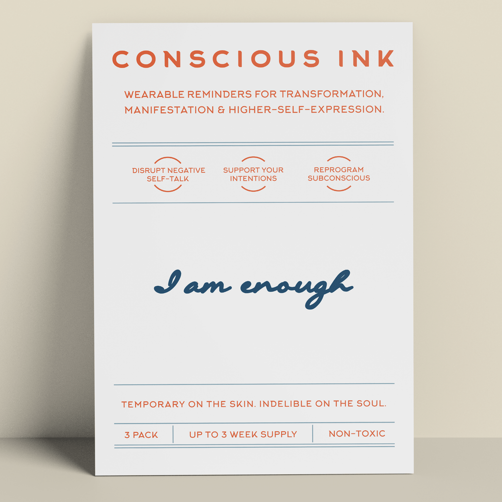 I Am Enough (Script) Manifestation Tattoo Temporary Tattoos Conscious Ink 