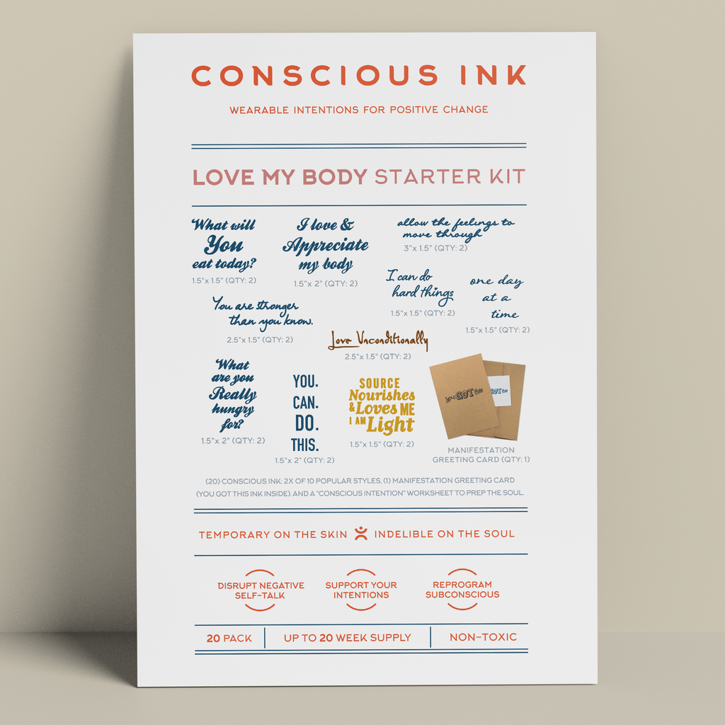 Love My Body Starter Kit (Save 38%) Temporary Tattoos Pack Conscious Ink 