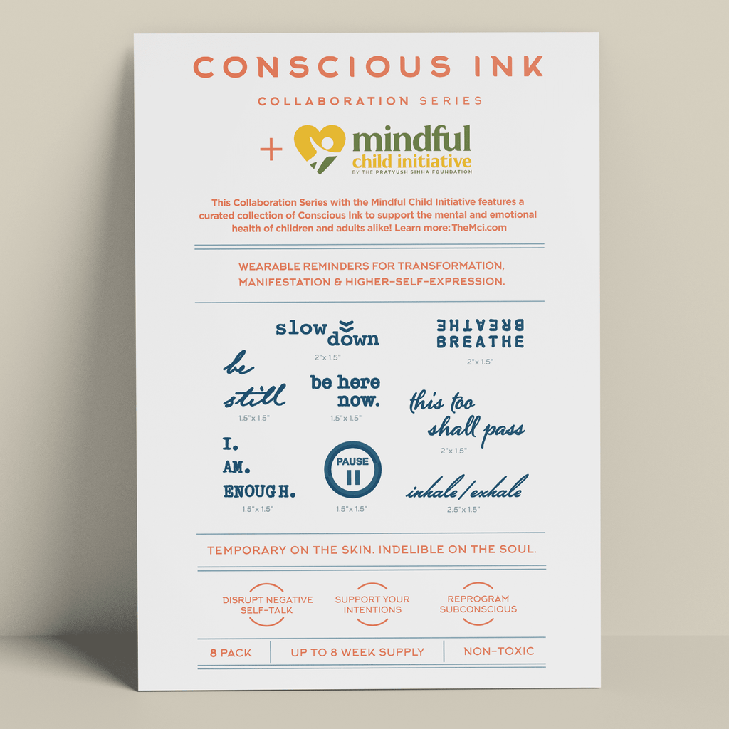 Mindful Child Initiative Kit ($10 Goes To theMCI.org) Temporary Tattoos Pack Conscious Ink 