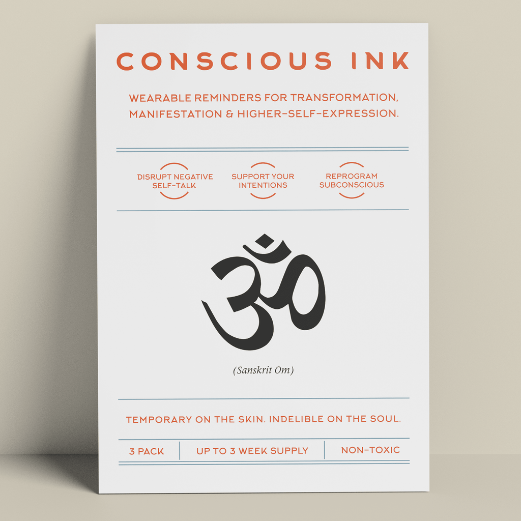 Om Manifestation Tattoo (sanskrit) Temporary Tattoos Conscious Ink 