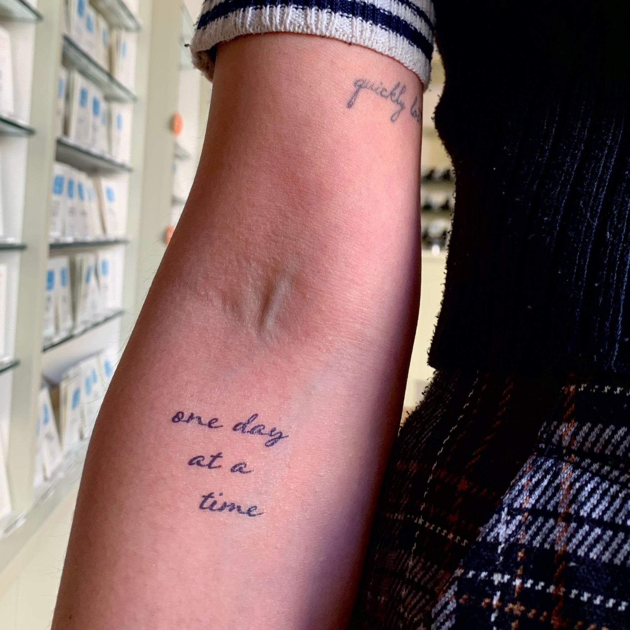 One Day At A Time Temporary Tattoo - One Day At A Time Manifestation Tattoo  – Conscious Ink, image size:2048x2048