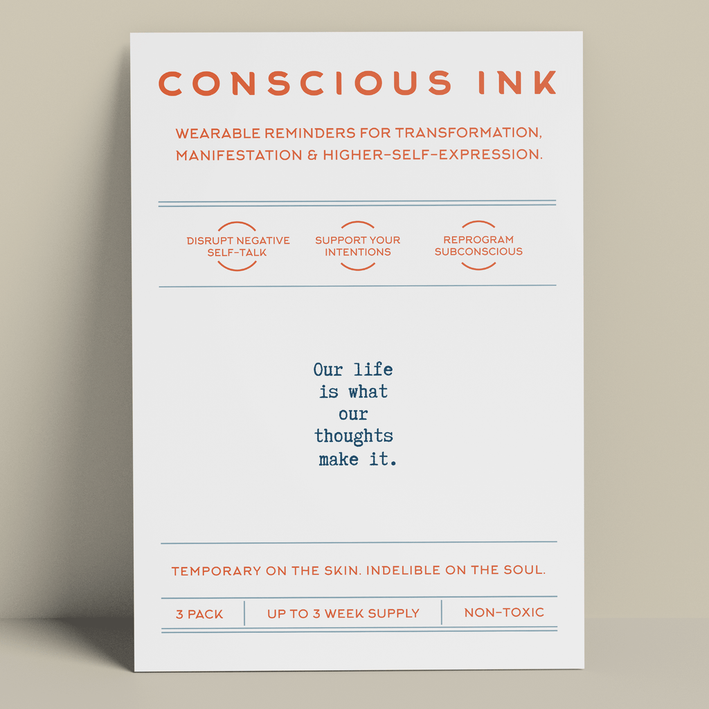 Our life is what our thoughts make it - Marcus Aurelius Temporary Tattoos Conscious Ink 
