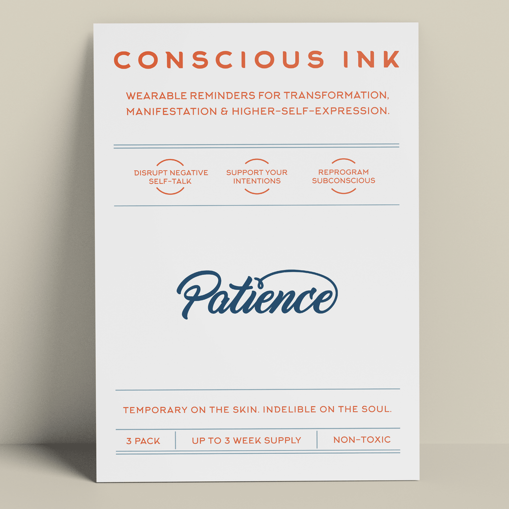 Patience (script) Manifestation Tattoo Temporary Tattoos Conscious Ink 