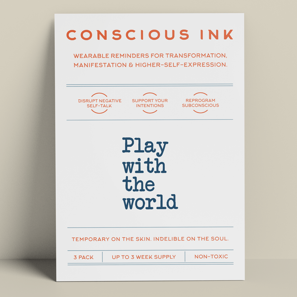 Play With The World Manifestation Tattoo Temporary Tattoos Conscious Ink 