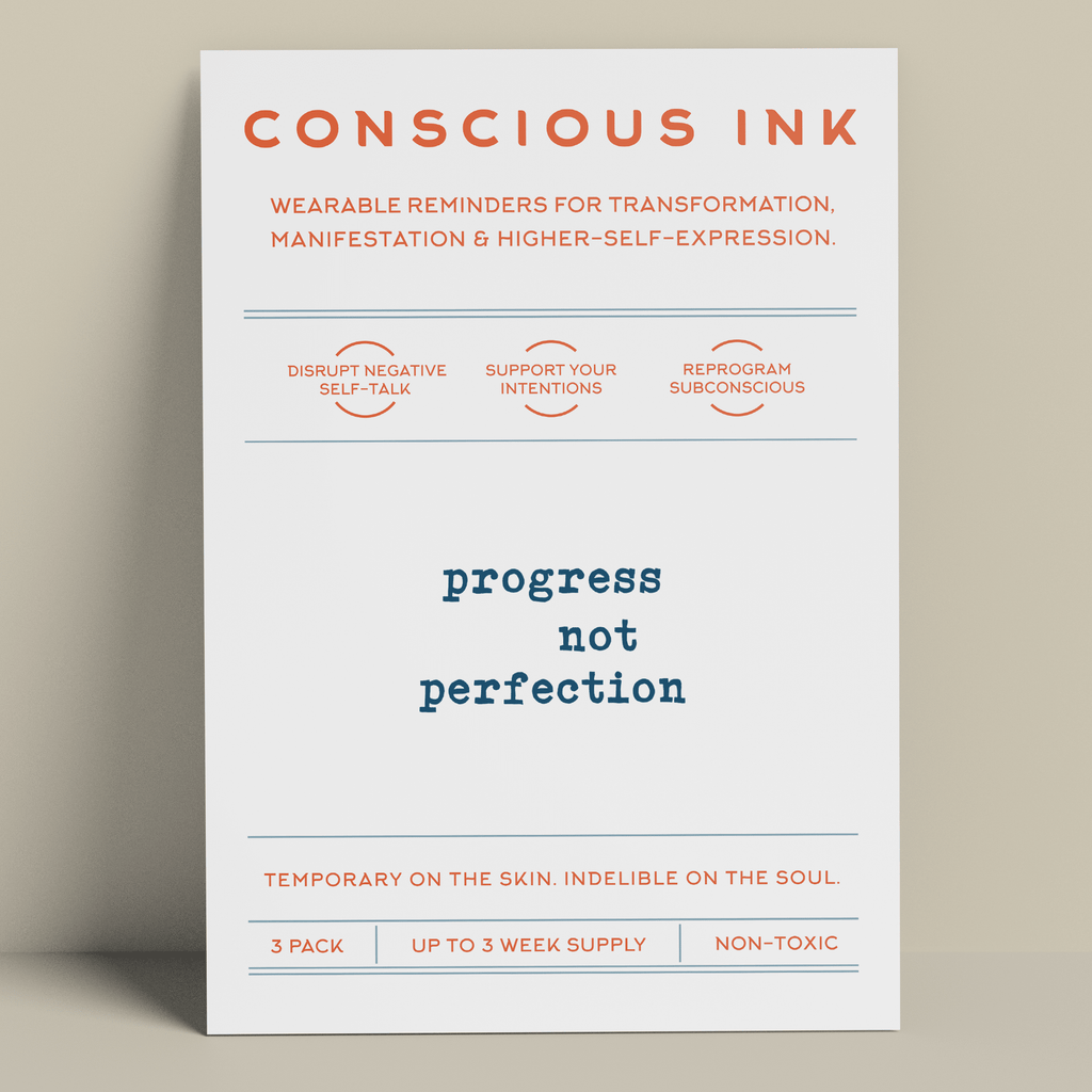 Progress Not Perfection Manifestation Tattoo Temporary Tattoos Conscious Ink 