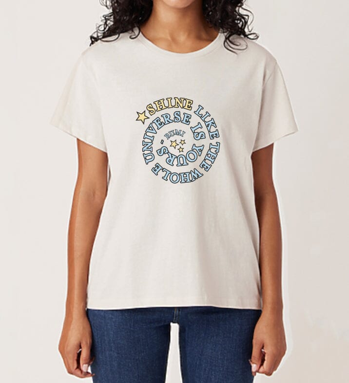Shine Like The Whole Universe Is Yours Manifestation Tee (boyfriend cut) Apparel & Accessories Conscious Ink 