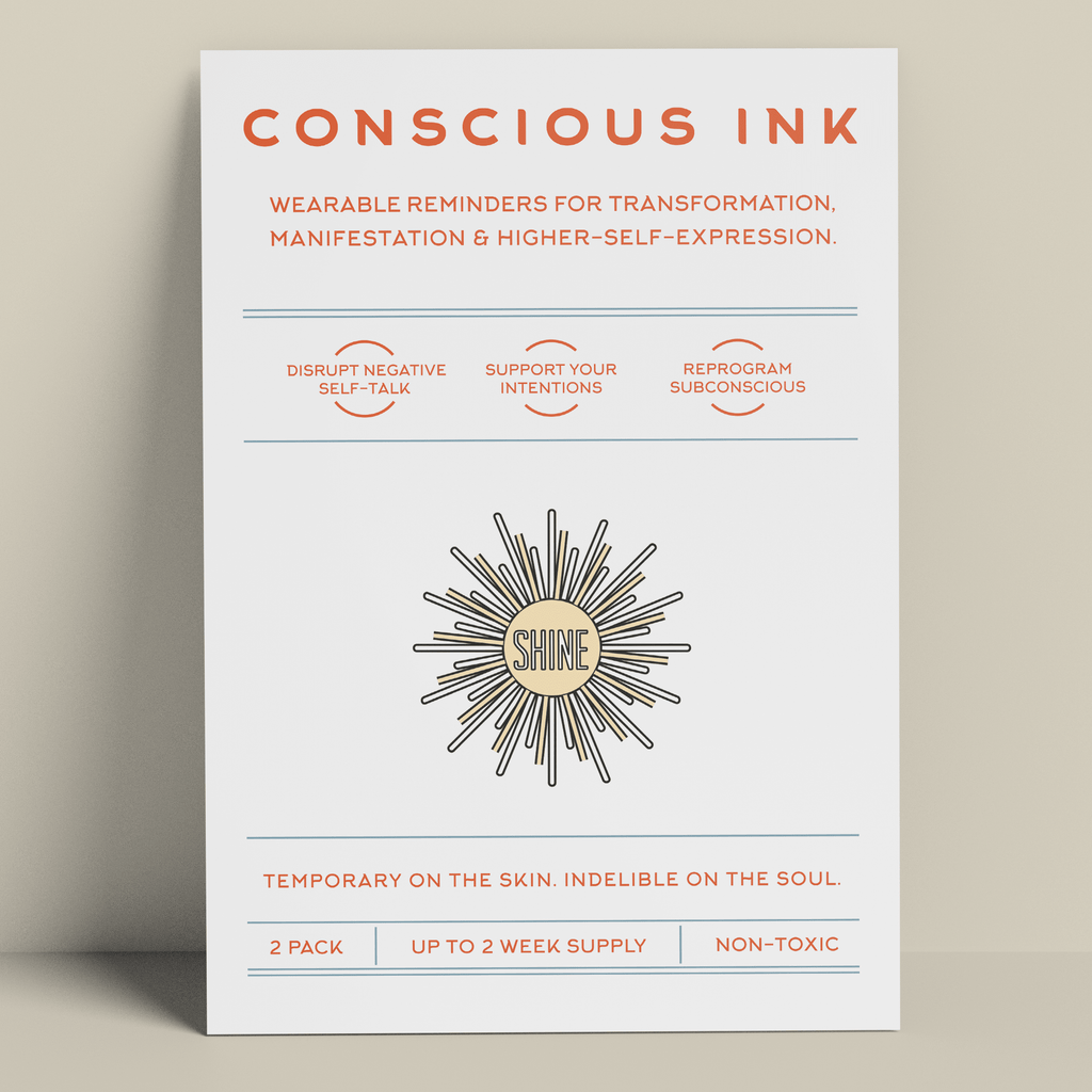 Shine Manifestation Tattoo (white/creme ink) Temporary Tattoos Conscious Ink 