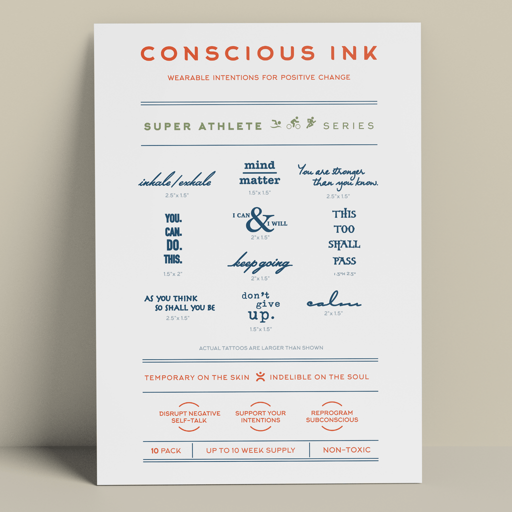 Super Athlete Athletic Performance 10-Pack Temporary Tattoos Pack Conscious Ink 