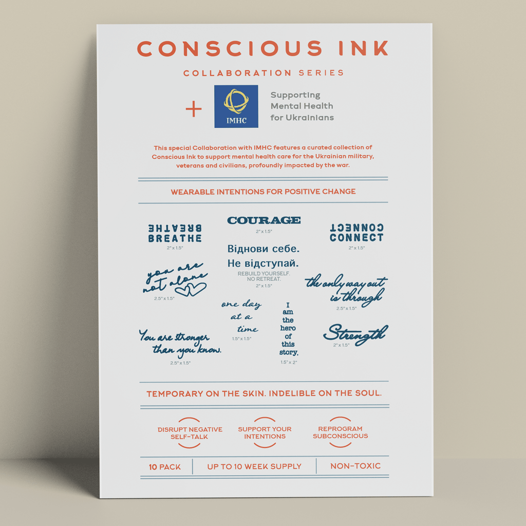 Supporting Mental Health For Ukrainians Pack ($5 goes to IMHC) Temporary Tattoos Pack Conscious Ink 