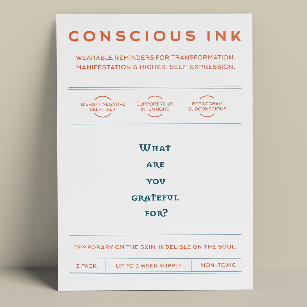 What are you grateful for? Manifestation Tattoo Temporary Tattoos Conscious Ink 