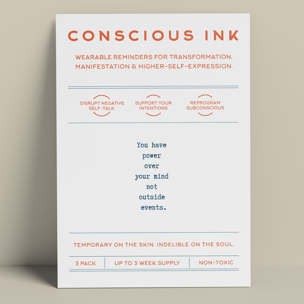 You have power over your mind not outside events - Marcus Aurelius Temporary Tattoos Conscious Ink 