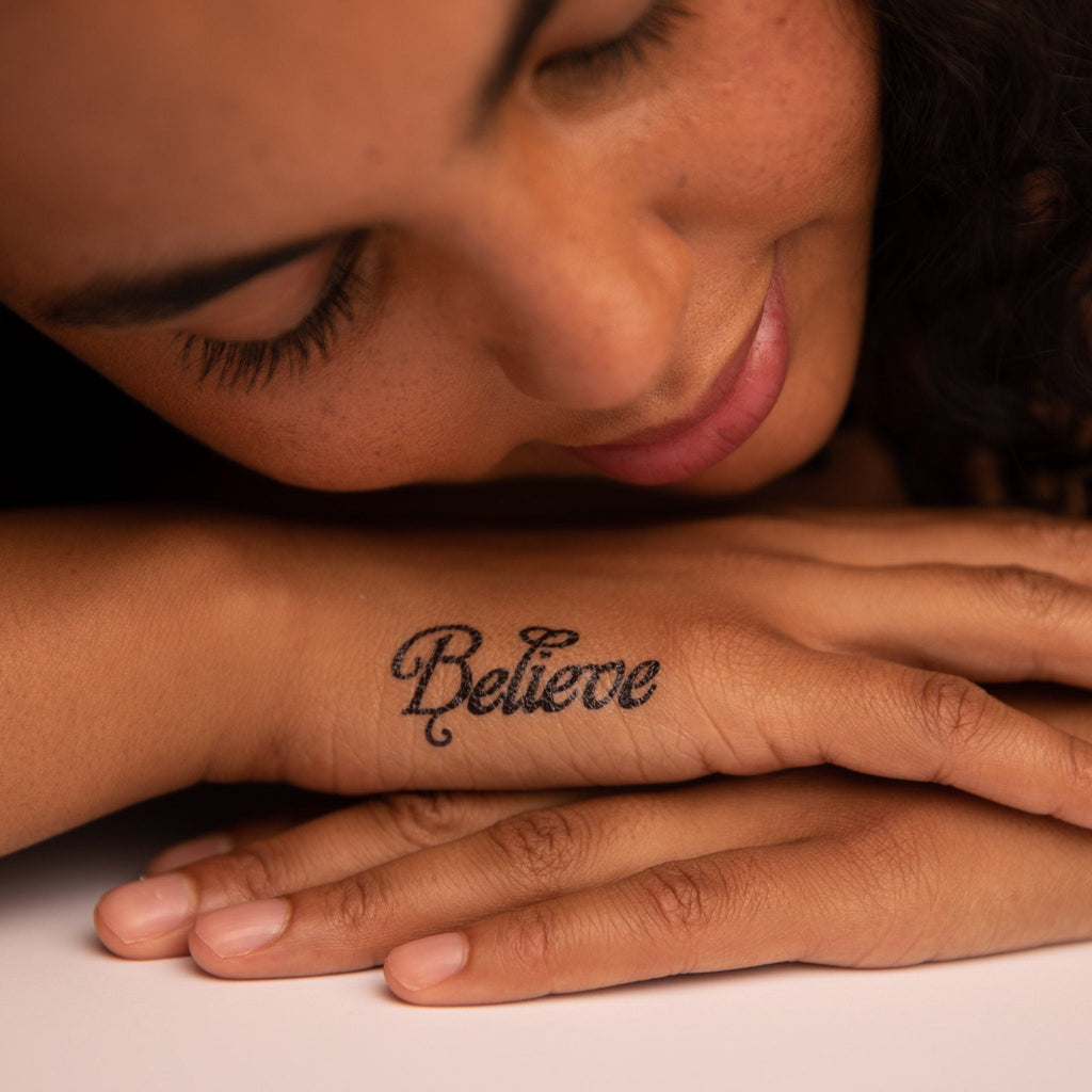 Believe Manifestation Tattoo Temporary Tattoos Conscious Ink