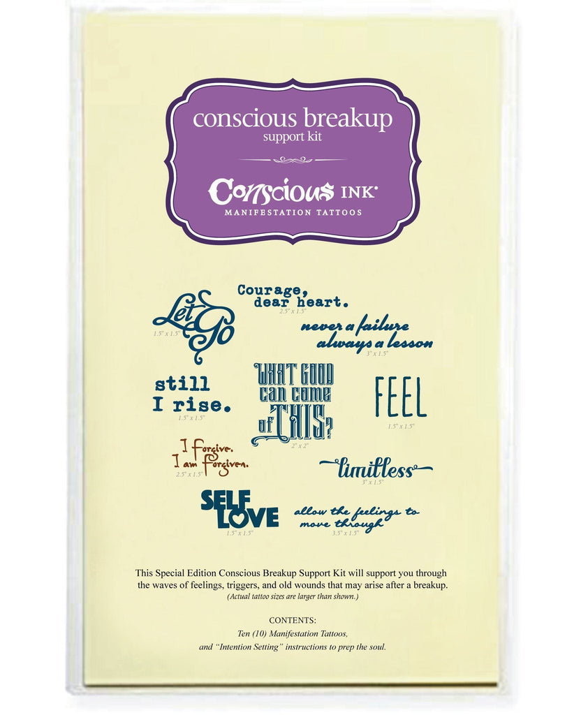 Conscious Breakup Support Kit! ($25 value/save 25%) Temporary Tattoos Pack Conscious Ink
