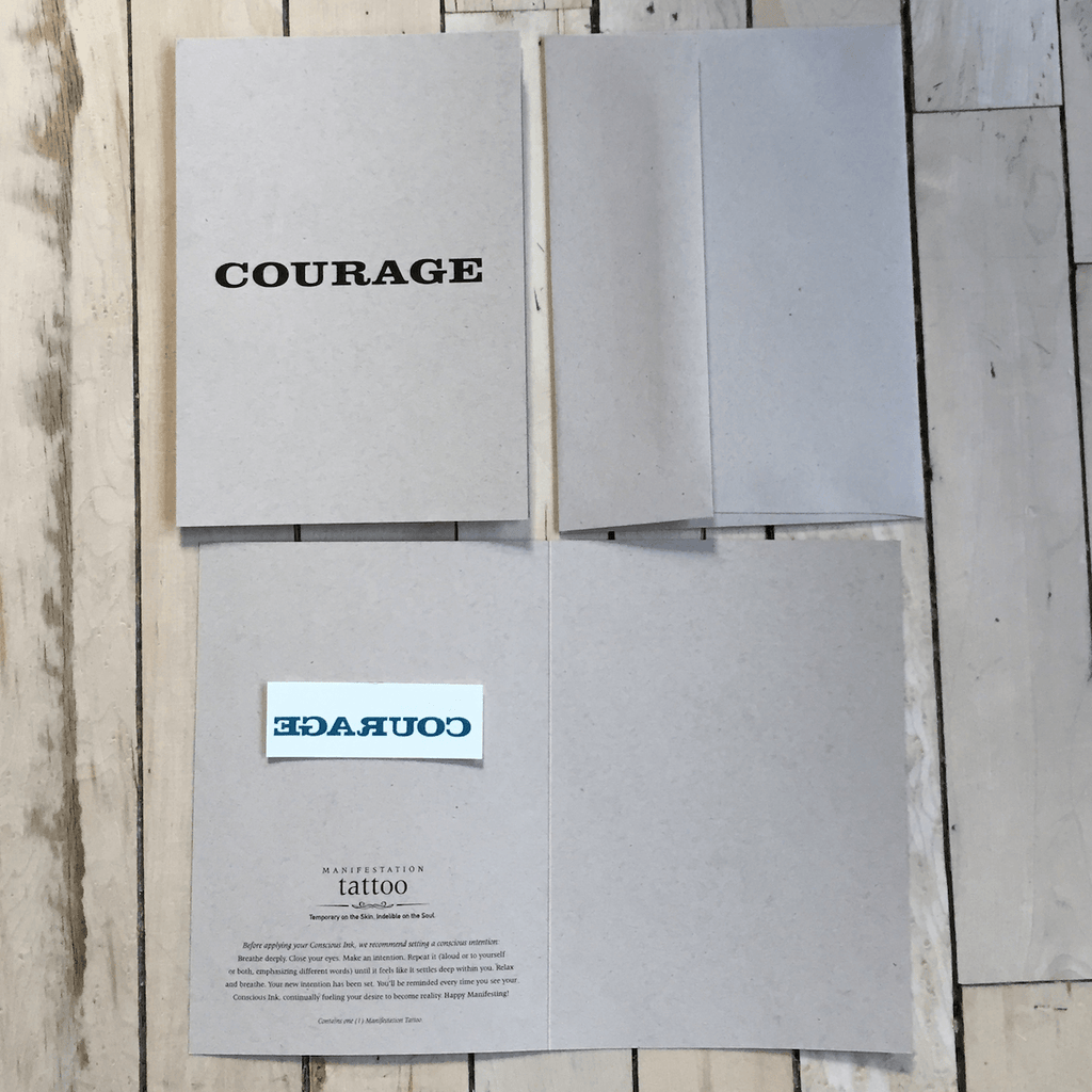 Courage Manifestation Tattoo Greeting Card Temporary Tattoos Greeting Card Conscious Ink