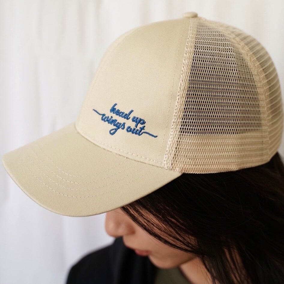 Head Up Wings Out Eco Trucker Hat (Cream/Cream) Apparel & Accessories Conscious Ink