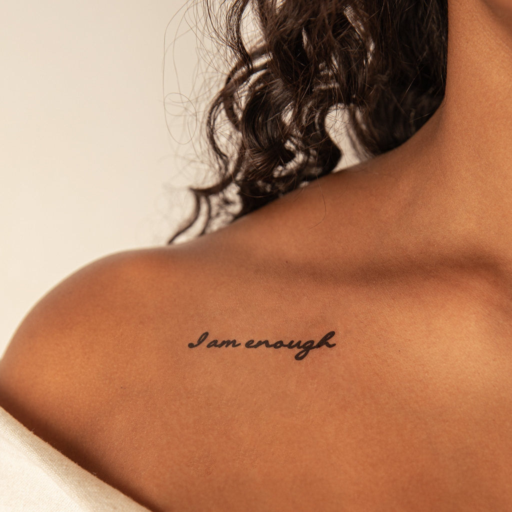 I Am Enough (Script) Manifestation Tattoo Temporary Tattoos Conscious Ink