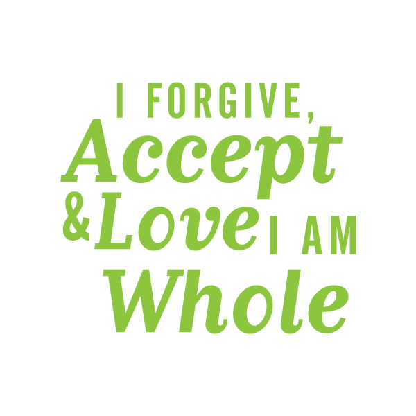 I FORGIVE ACCEPT & LOVE I AM WHOLE Manifestation Tattoo (Antidote for: Cancer. Color: Light Lime) Temporary Tattoos Conscious Ink