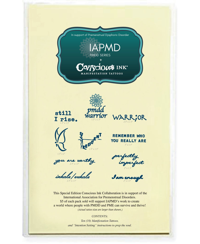 IAPMD Support Pack - PMDD Series ($5 to International Association for Premenstrual Disorders) Temporary Tattoos Pack Conscious Ink