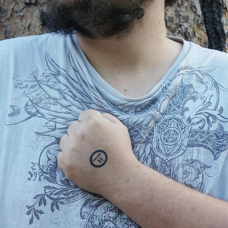 PAUSE (button) Manifestation Tattoo Temporary Tattoos Conscious Ink