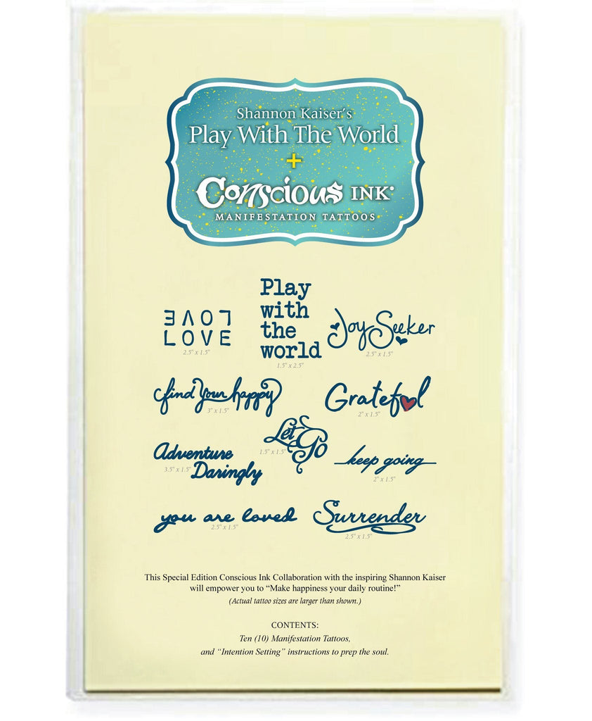 Shannon Kaiser's Play With The World Manifestation Kit Temporary Tattoos Pack Conscious Ink