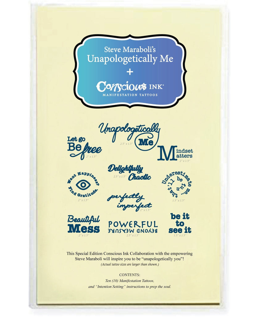 Steve Maraboli's Unapologetically Me Manifestation Kit! Temporary Tattoos Pack Conscious Ink