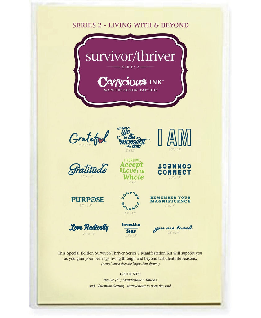 Survivor/Thriver Series 2 Manifestation Kit "Living With & Beyond" (Save 25%) Temporary Tattoos Pack Conscious Ink 