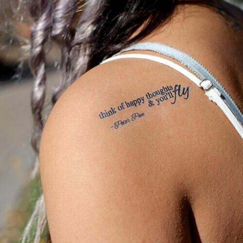 Think Happy Thoughts And You'll Fly Manifestation Tattoo Temporary Tattoos Conscious Ink